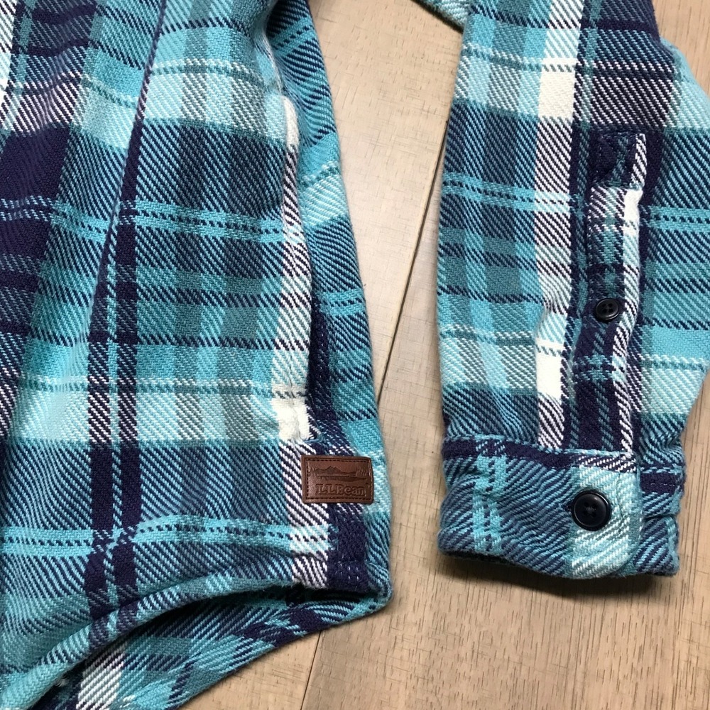 L.L.‎ Bean 1912 Overshirt Womens Size M Blue Button Up Shirt Plaid Twill Cabin - Picture 5 of 10